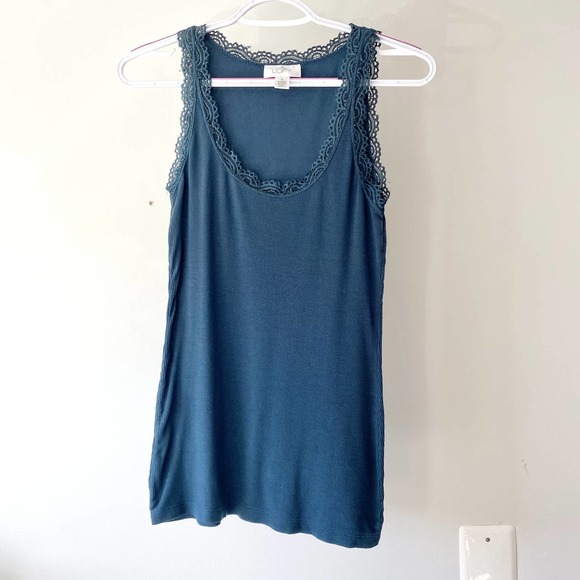 Navy Blue Lace Tank by Ann Taylor LOFT Size small - Picture 2 of 9